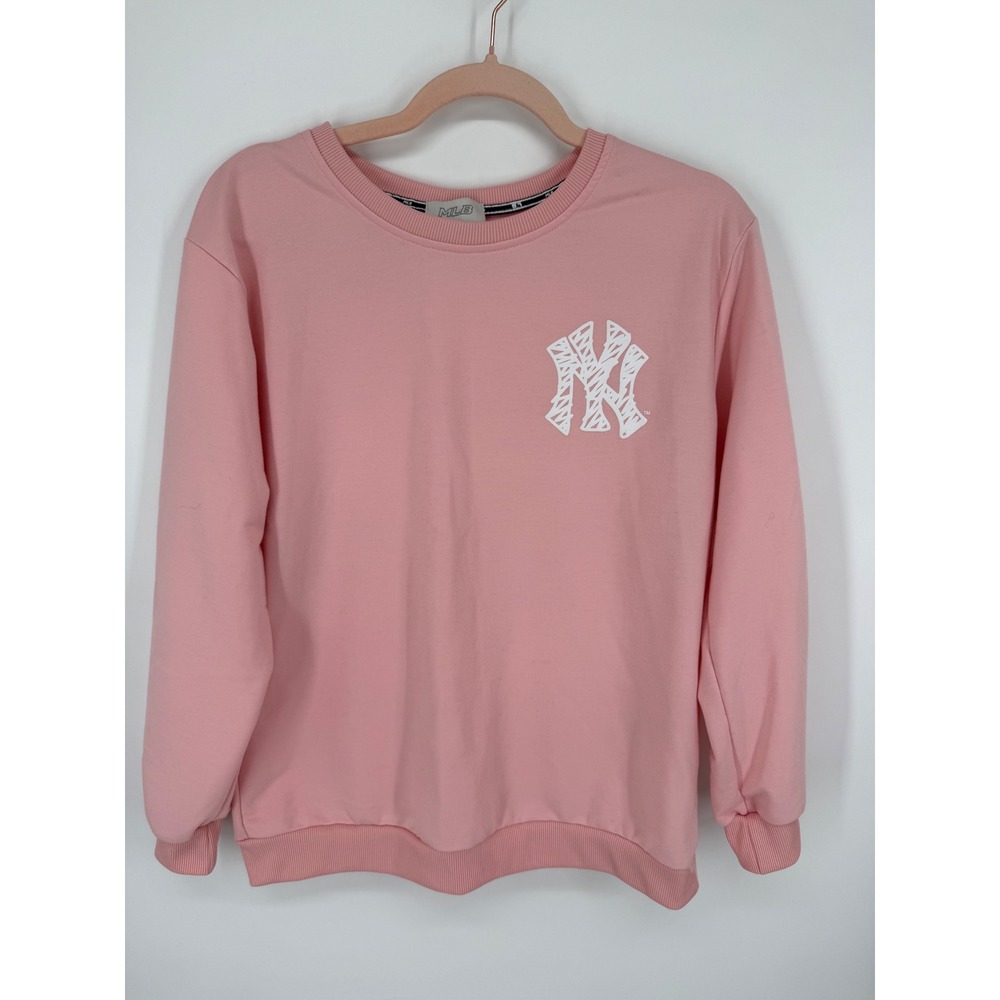 MLB New York Yankees 'Like' Sweatshirt Women S/M Pink Scribble Logo‎ Pullover